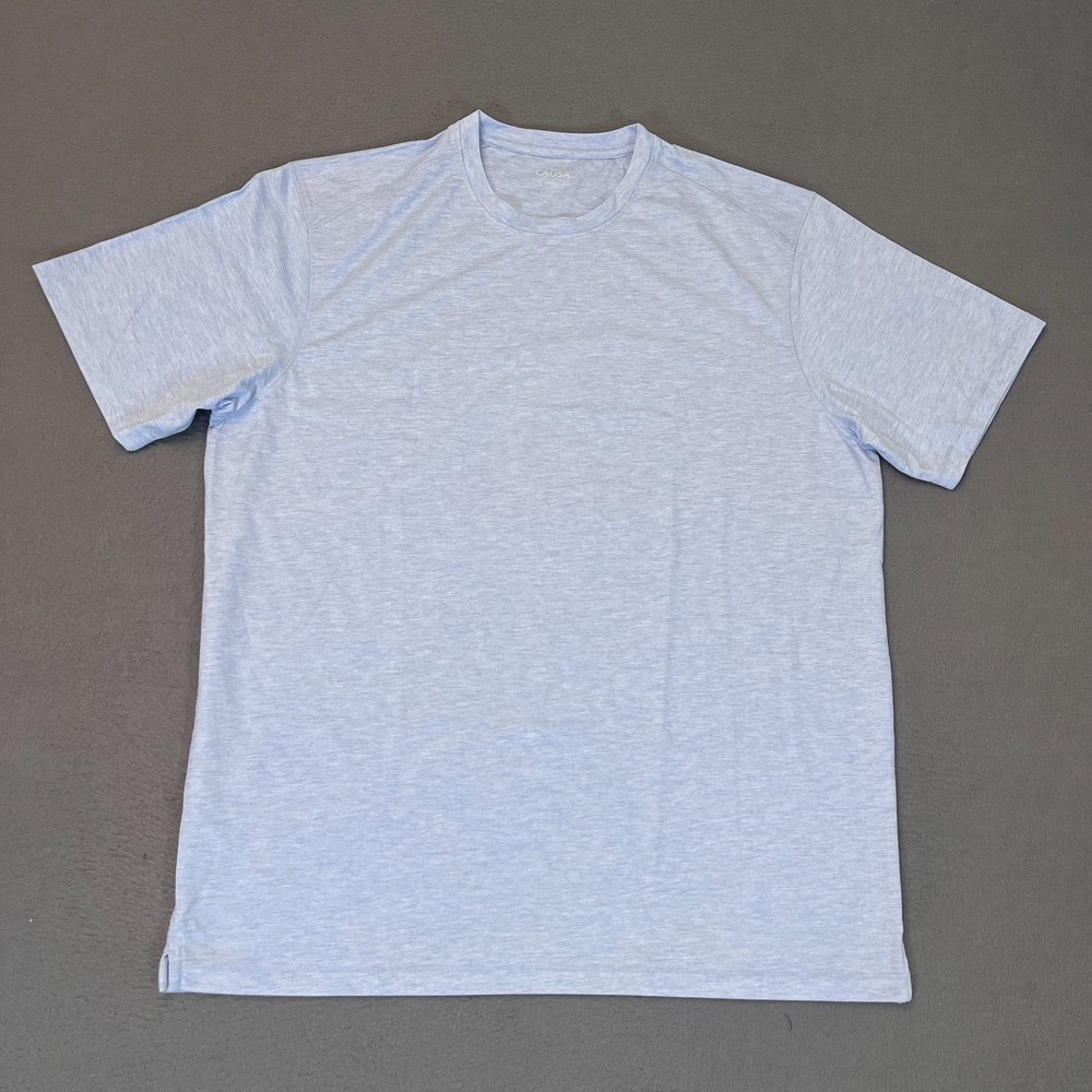 Causa Mens Sz Lg Short Sleeve T Shirt Crew‎ Heather Blue Lightweight Golf Casual